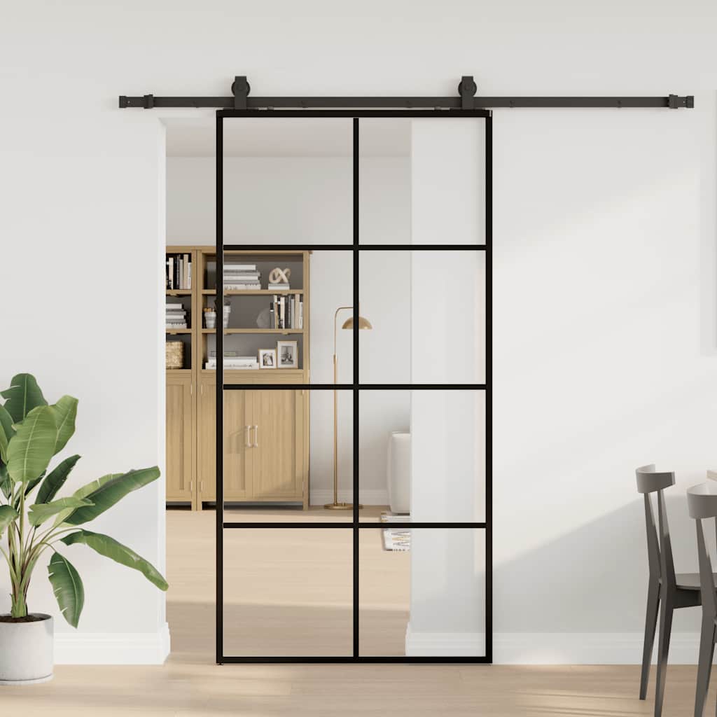 Liukuovi Rautaosilla Musta 102,5X205 Cm Esg-Lasi