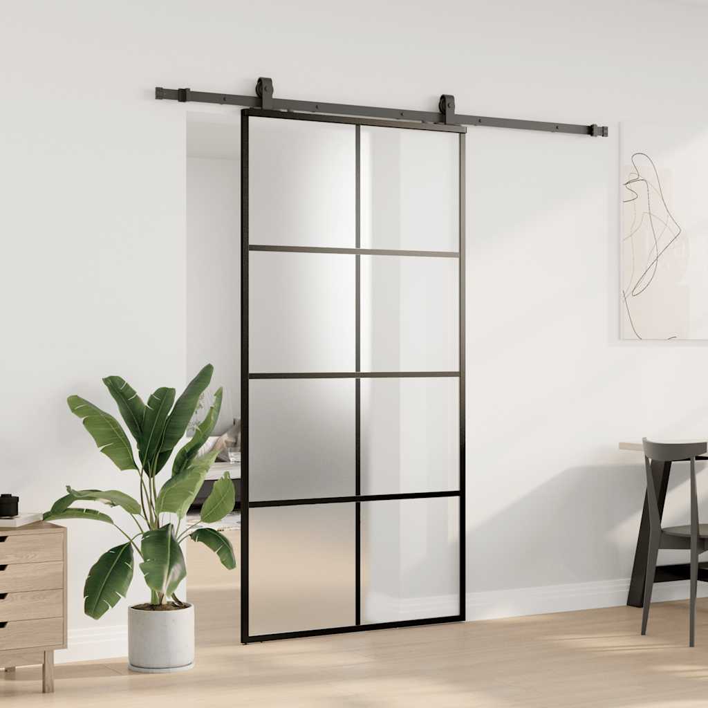 Liukuovi Rautaosilla Musta 102,5X205 Cm Esg-Lasi