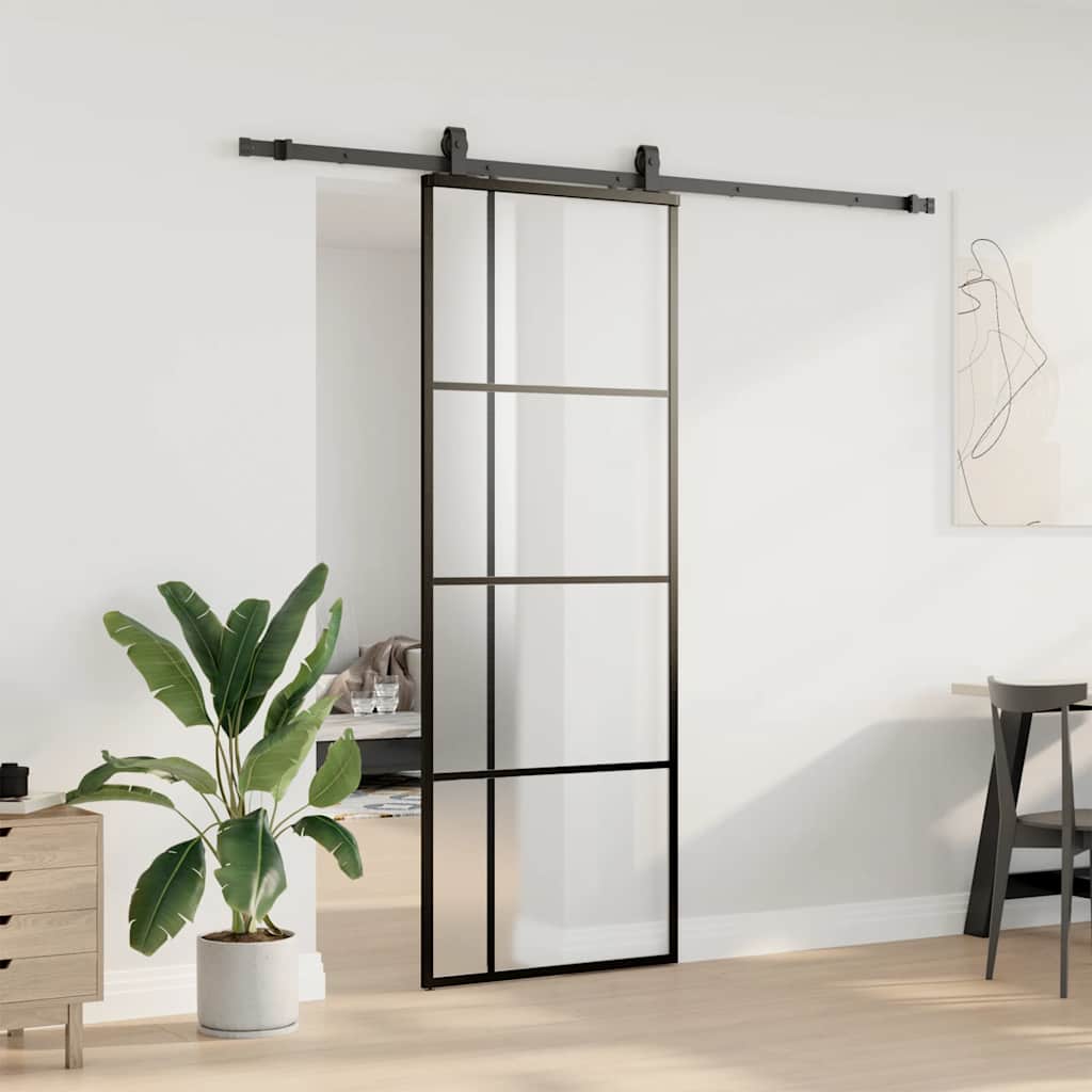 Liukuovi Asennustarvikkeilla Musta 76X205 Cm Esg Lasi