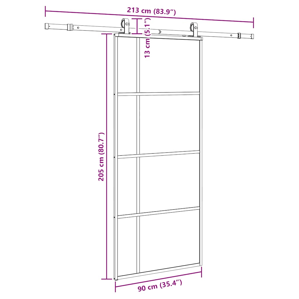 Liukuovi Asennustarvikkeilla Musta 90X205 Cm Esg Lasi