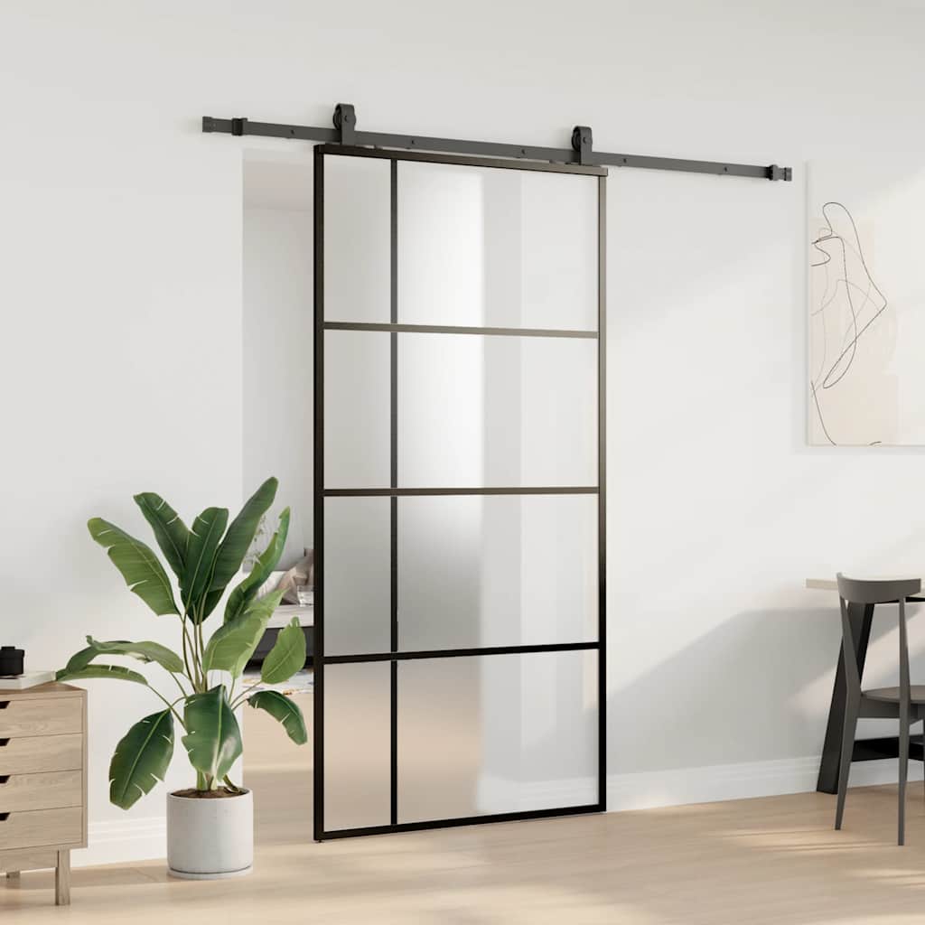 Liukuovi Rautaosilla Musta 102,5X205 Cm Esg-Lasi