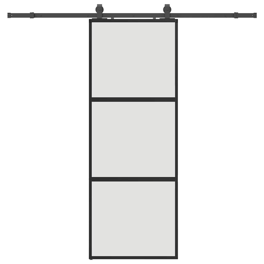 Liukuovi Laitteistosarjalla Musta 76X205 Cm Karkaistu Lasi