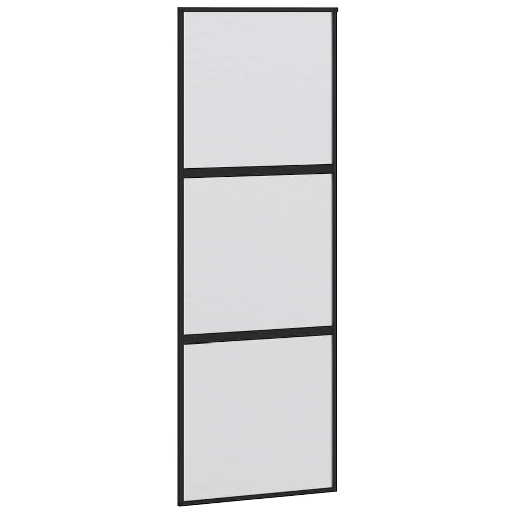 Liukuovi Laitteistosarjalla Musta 76X205 Cm Karkaistu Lasi