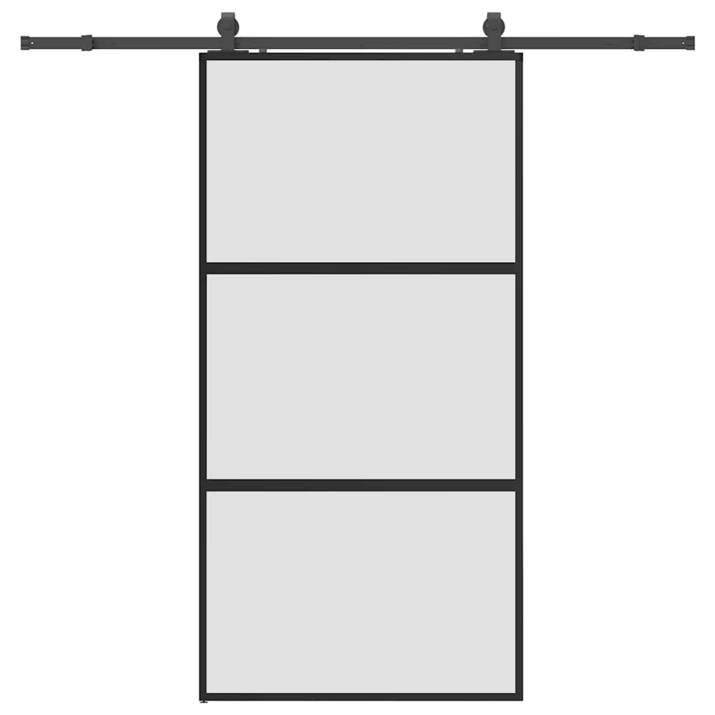 Liukuovi Laitteistosarjalla Musta 102,5X205 Cm Karkaistu Lasi