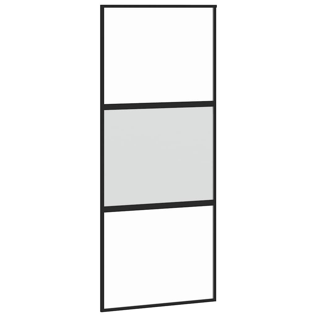 Liukuovi Laitteistosarjalla Musta 90X205 Cm Karkaistu Lasi