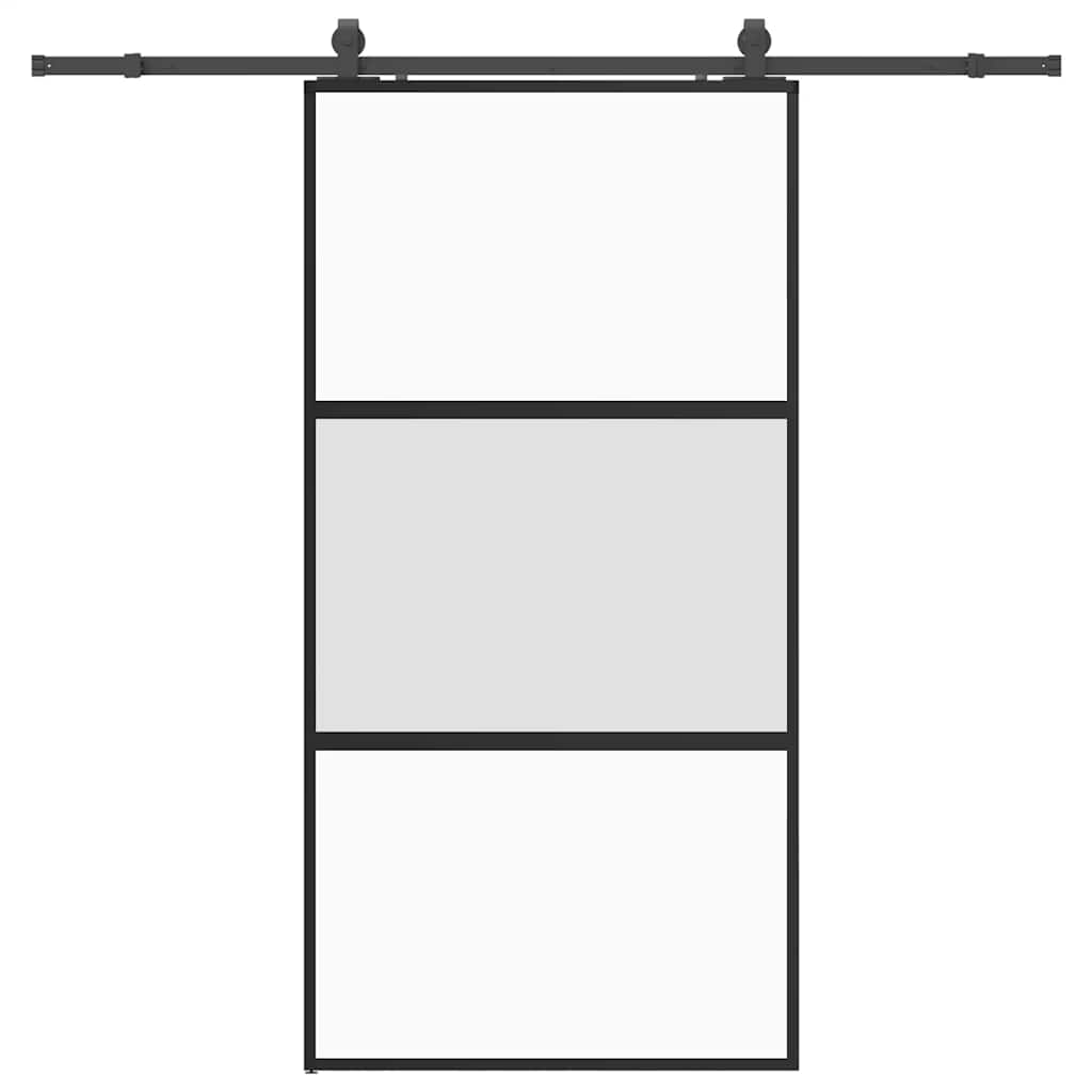 Liukuovi Laitteistosarjalla Musta 102,5X205 Cm Karkaistu Lasi