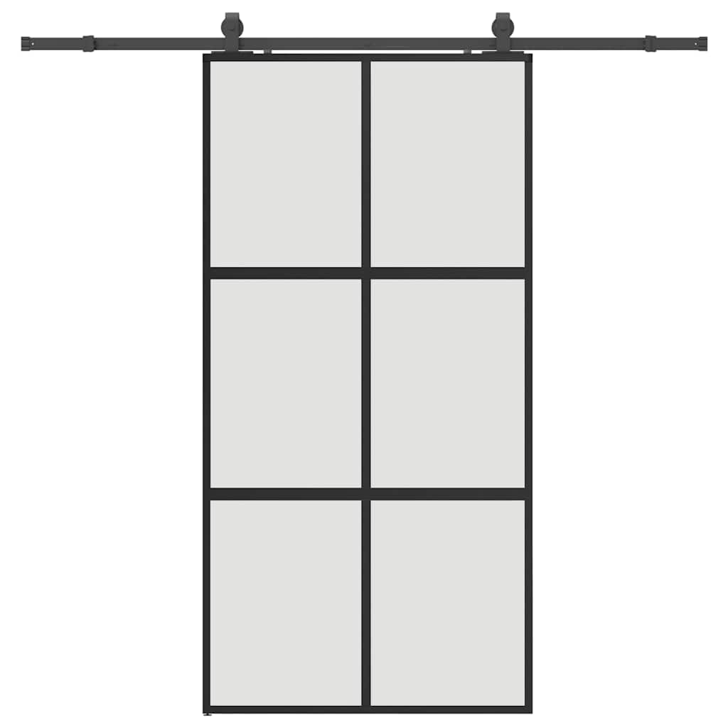 Liukuovi Laitteistosarjalla Musta 102,5X205 Cm Karkaistu Lasi