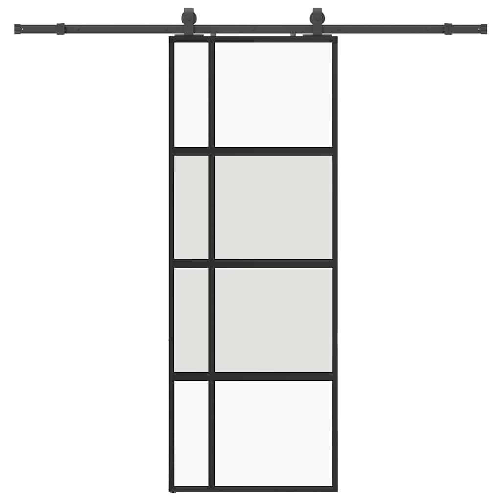 Liukuovi Laitteistosarjalla Musta 76X205 Cm Karkaistu Lasi