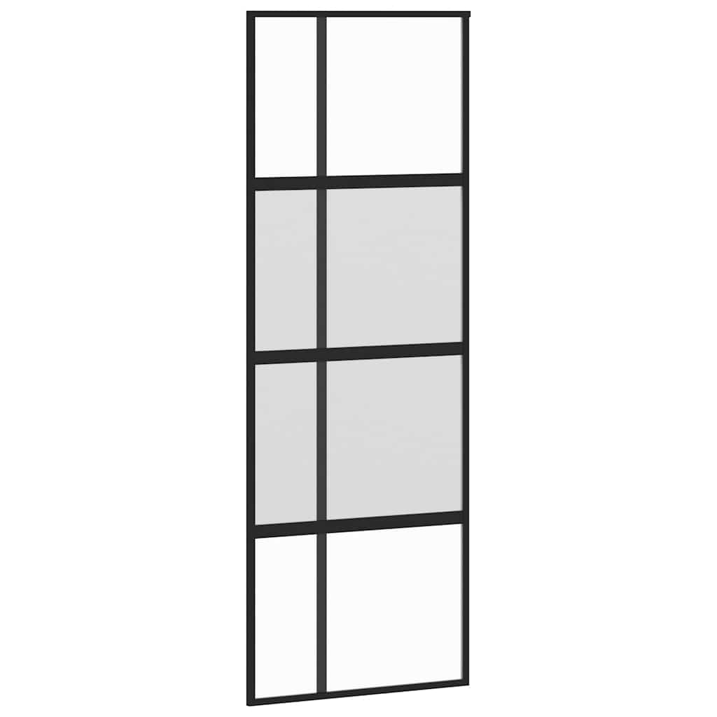 Liukuovi Laitteistosarjalla Musta 76X205 Cm Karkaistu Lasi