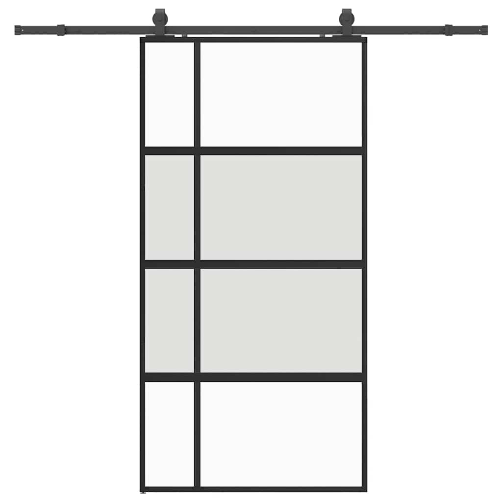 Liukuovi Laitteistosarjalla Musta 102,5X205 Cm Karkaistu Lasi