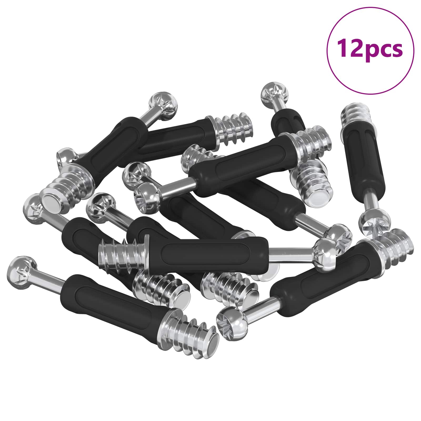 Kameralukitusruuvi 12 Pcs Hopea Ja Musta M6 X 40 Mm Metalli