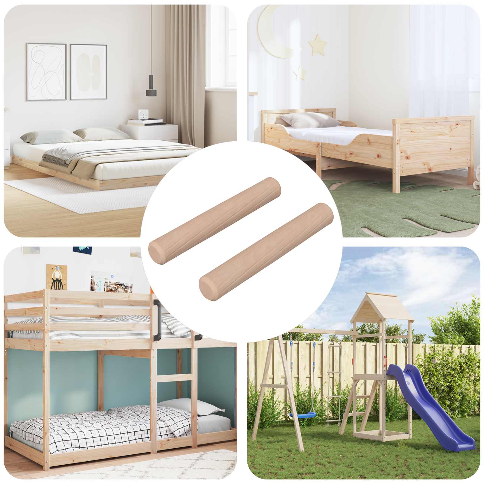 Puutapit 2 Pcs Luonnollinen Ø 6 X 40 Mm Massiivipuuta