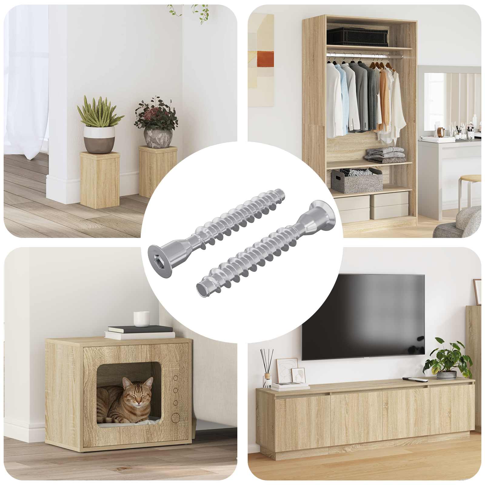Confirmat-Ruuvit 2 Pcs Hopea Ø7 X 50 Mm Metalli