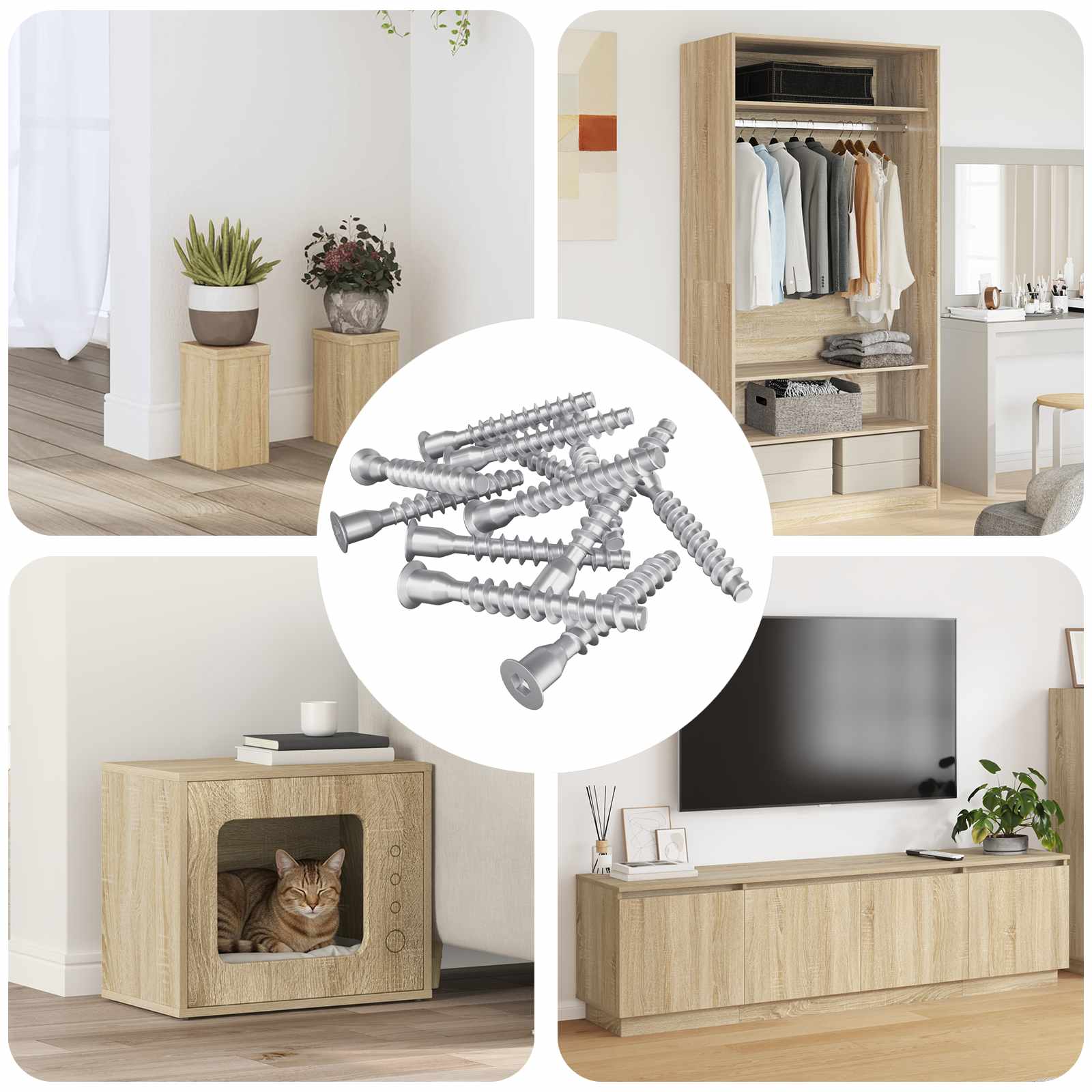 Confirmat-Ruuvit 12 Pcs Hopea Ø7 X 50 Mm Metalli