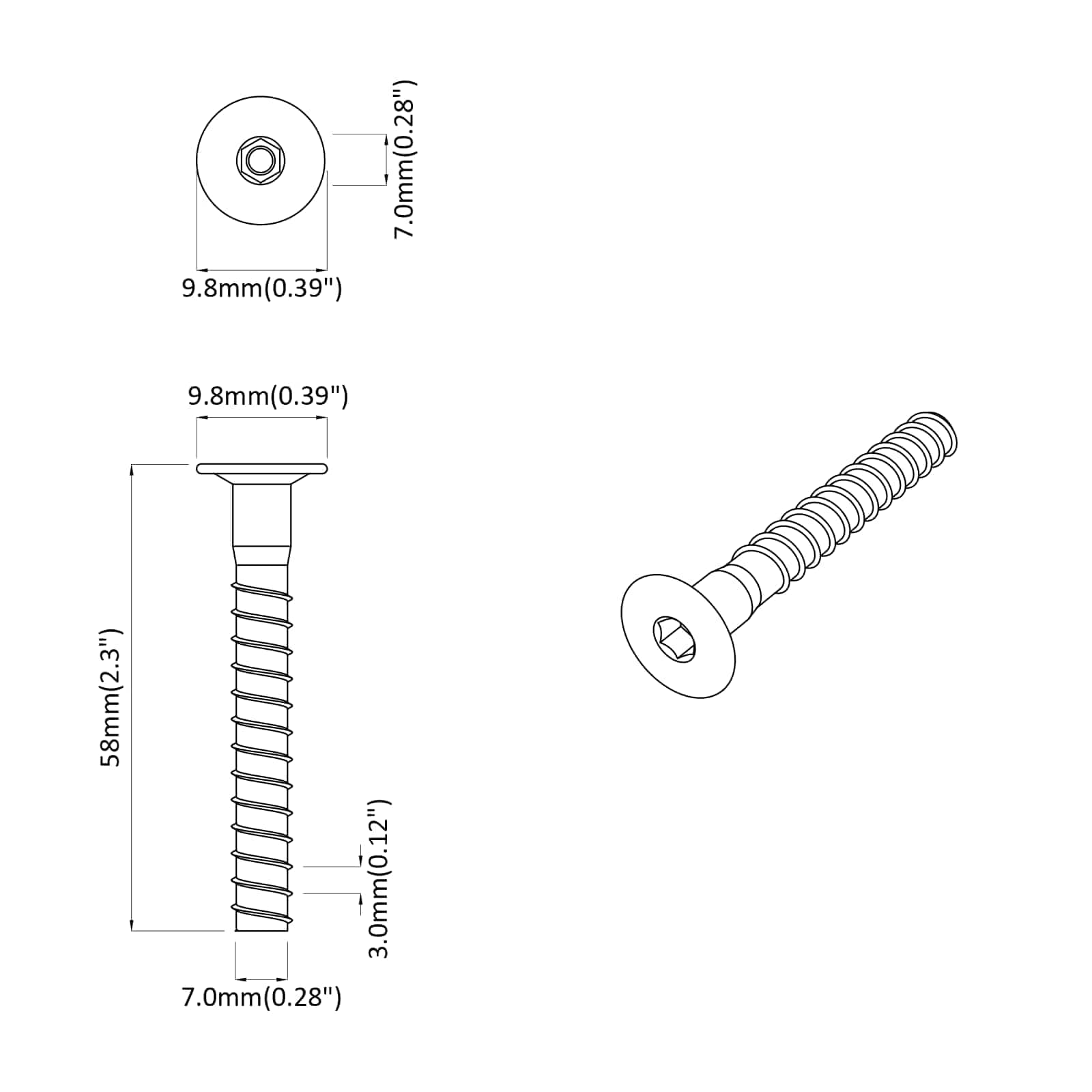 Confirmat-Ruuvit 2 Pcs Hopea Ø7 X 58 Mm Metalli