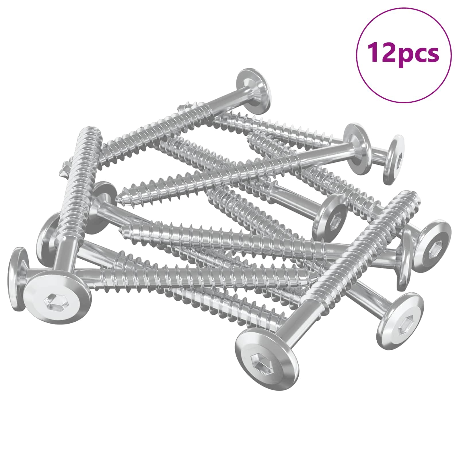 Puuruuvit 12 Pcs Hopea M6 X 70 Mm Teräs