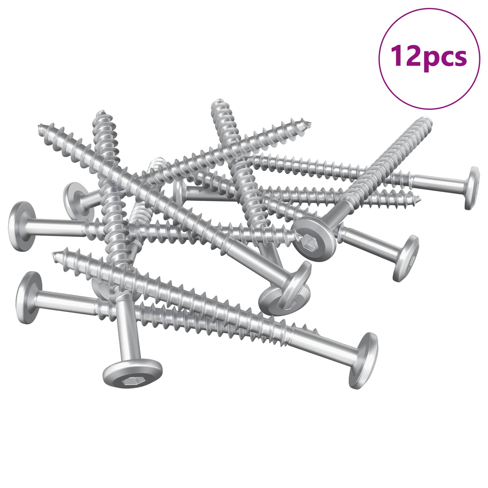 Puuruuvit 12 Pcs Hopea M6 X 70 Mm Teräs