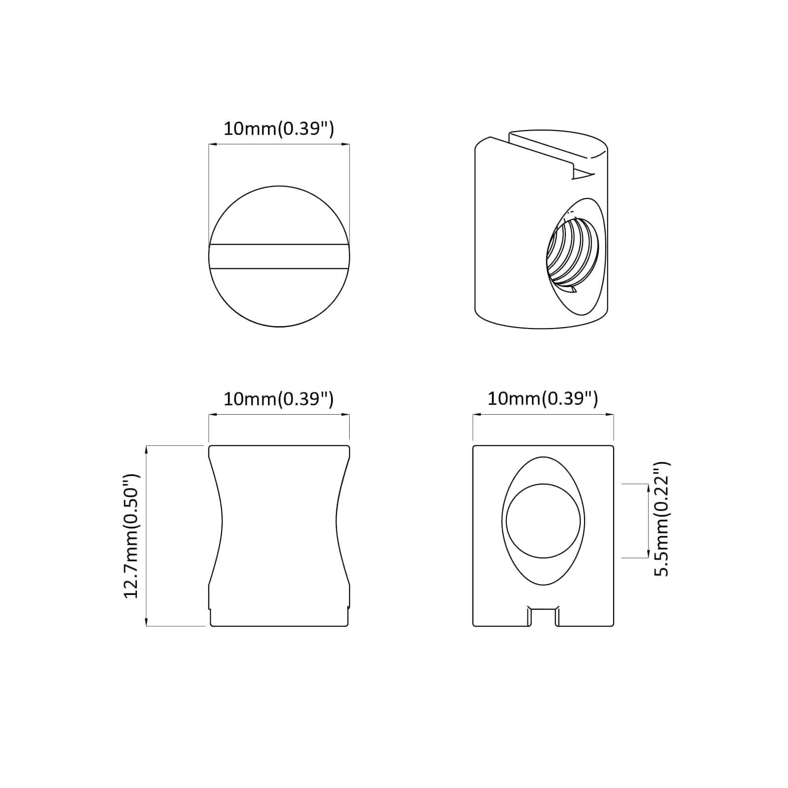 Barrel-Pultit 2 Pcs Hopea M6 X 12 Mm Metalli