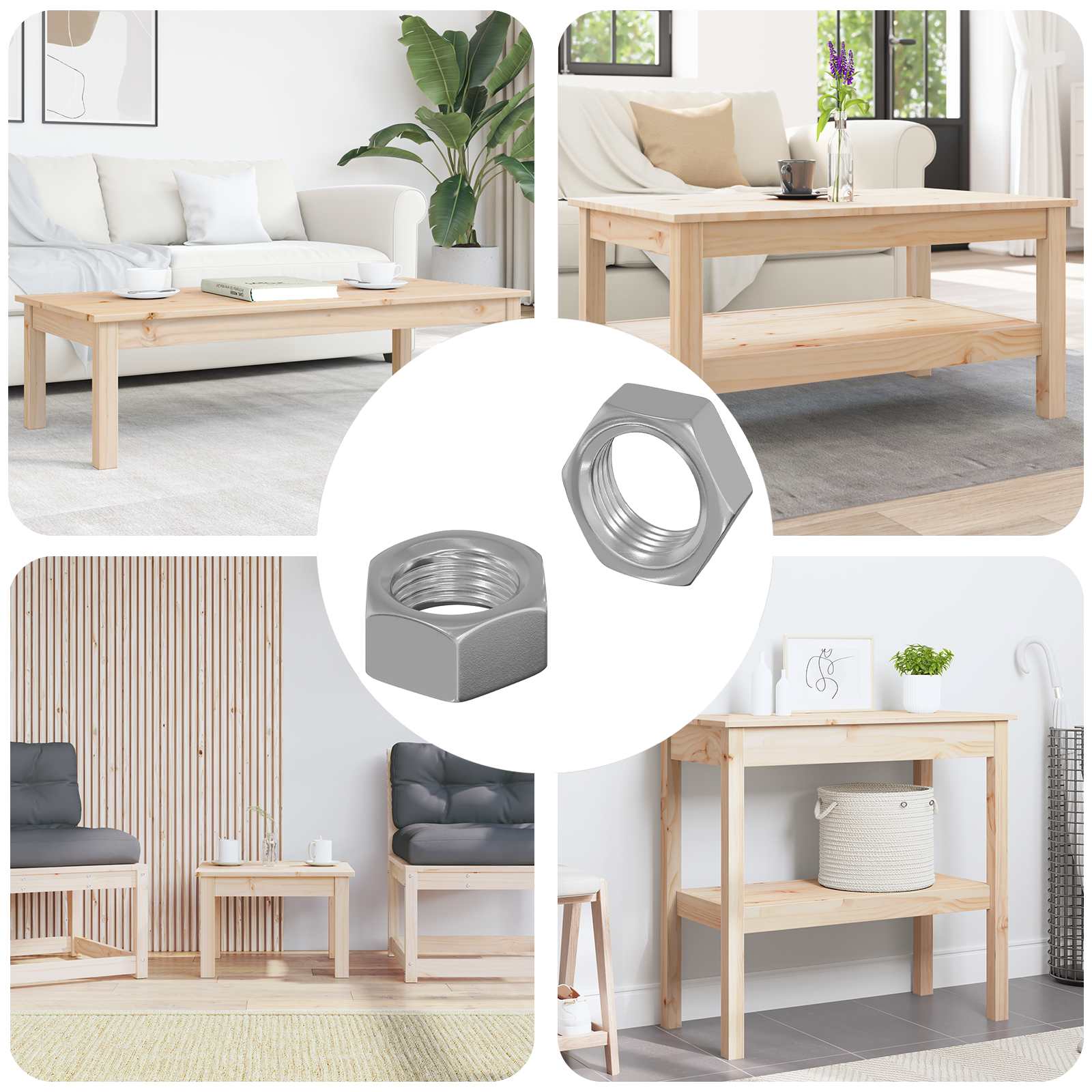 Kuusiokolomutteri 2 Pcs Hopea M6 Metalli
