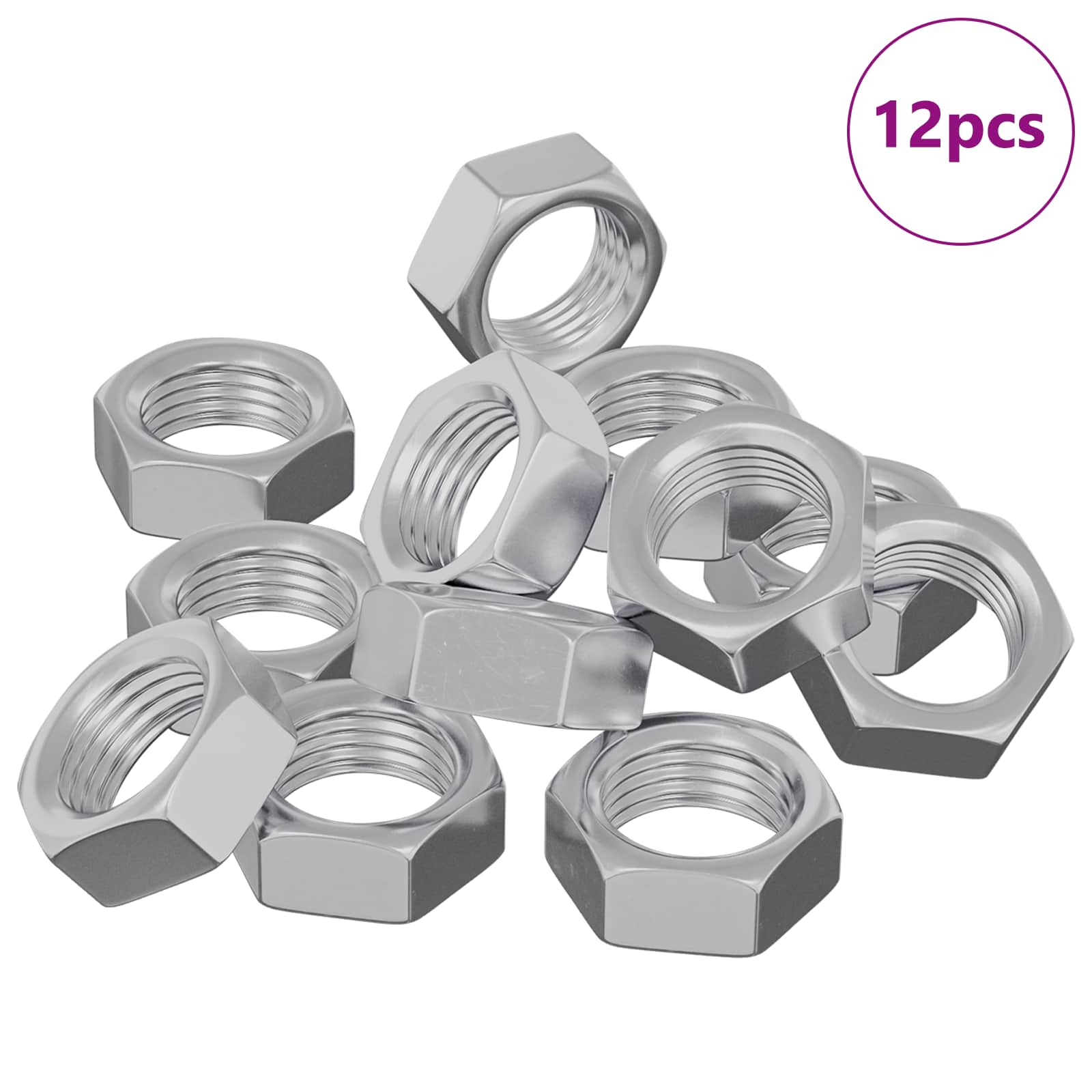 Kuusiokolomutteri 12 Pcs Hopea M6 Metalli