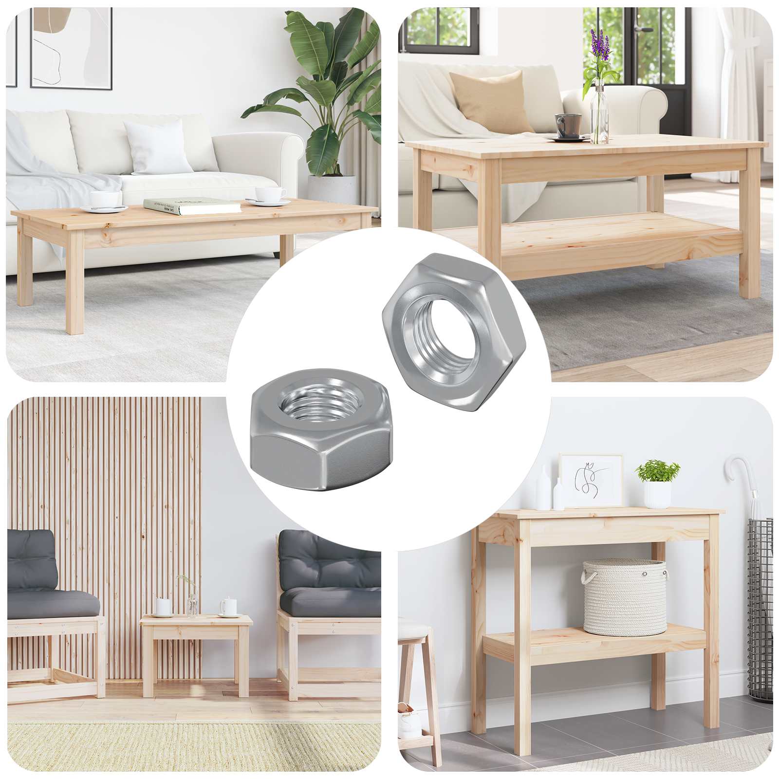 Kuusiokolomutteri 2 Pcs Hopea M8 Metalli