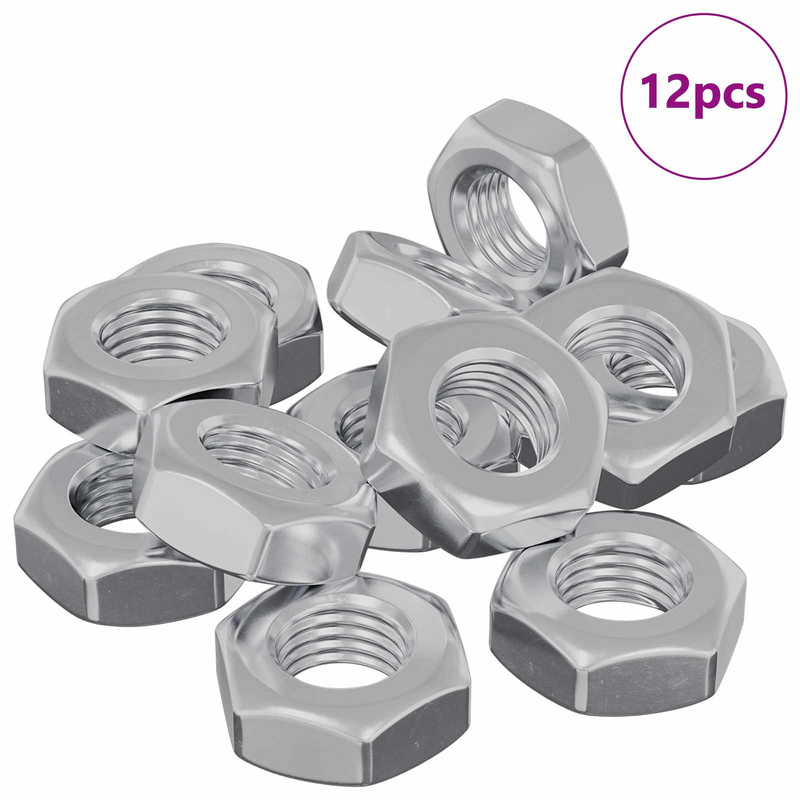 Kuusiokolomutteri 12 Pcs Hopea M8 Metalli