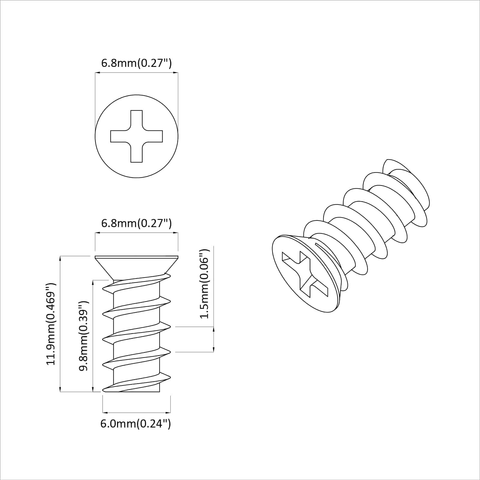 Ruuvi 12 Pcs Hopea M6 X 12 Mm Rauta