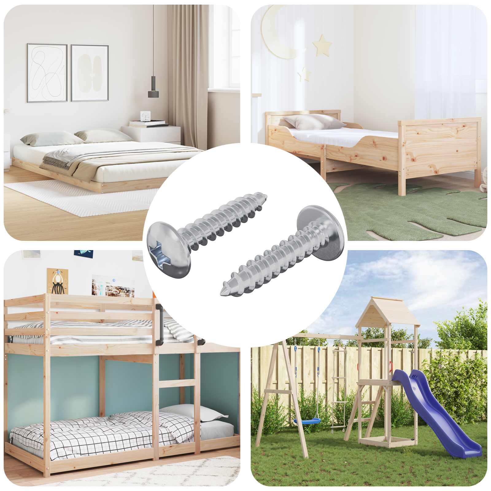Puuruuvit 2 Pcs Hopea M4 X 20 Mm Teräs