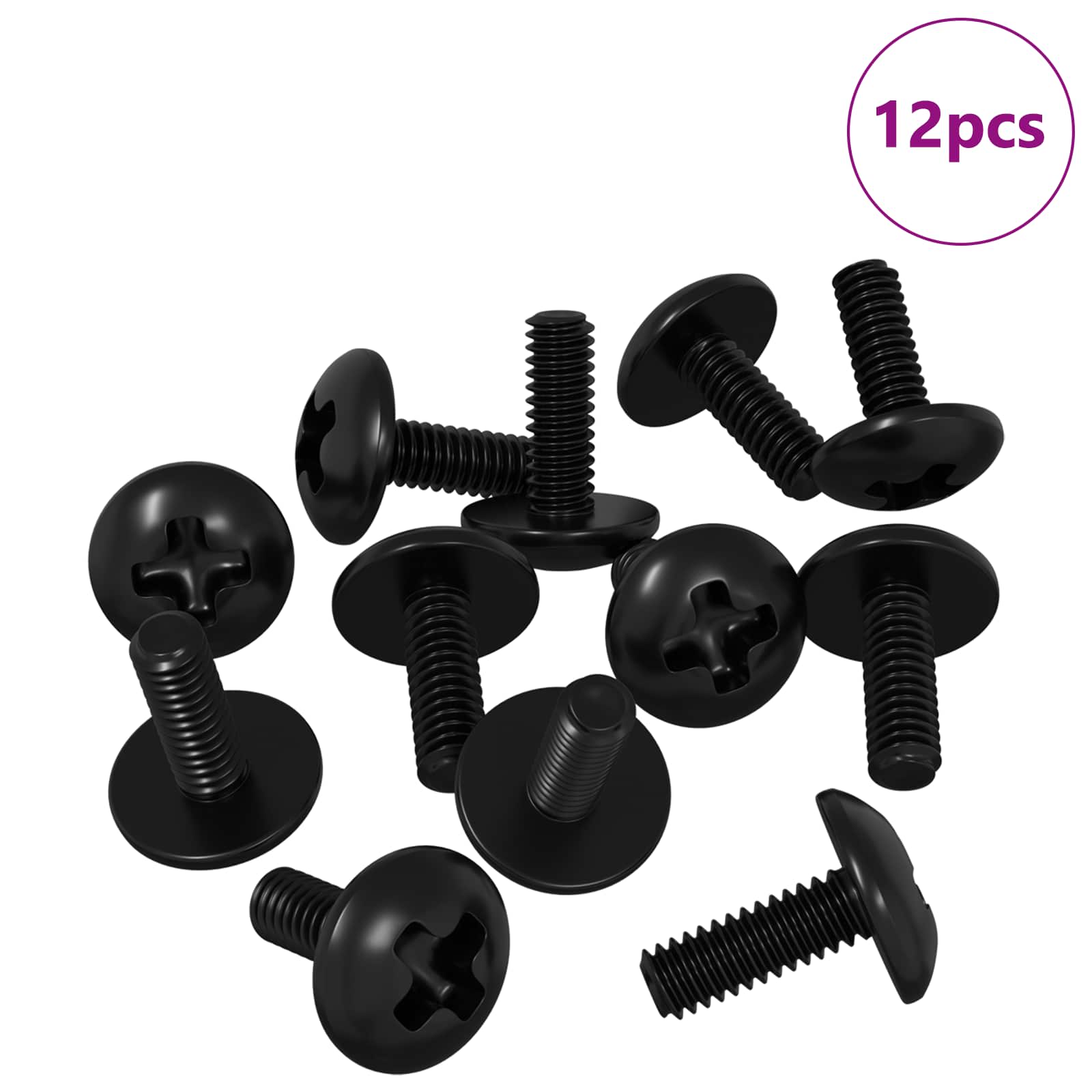Holkkiruuvit 12 Pcs Musta M4 X 10 Mm Rauta