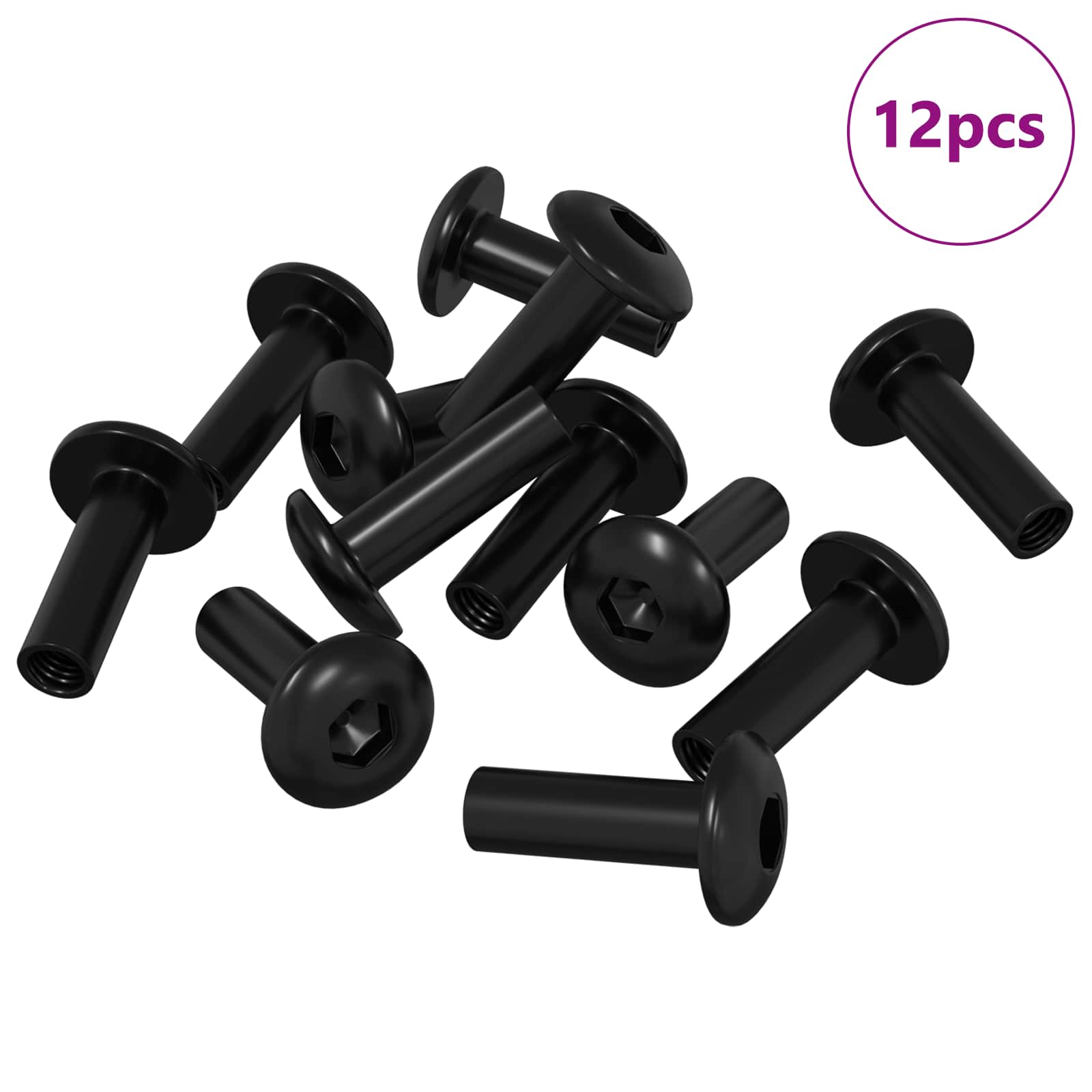 Hihnamutterit 12 Pcs Musta M4 X 14,5 Mm Metalli