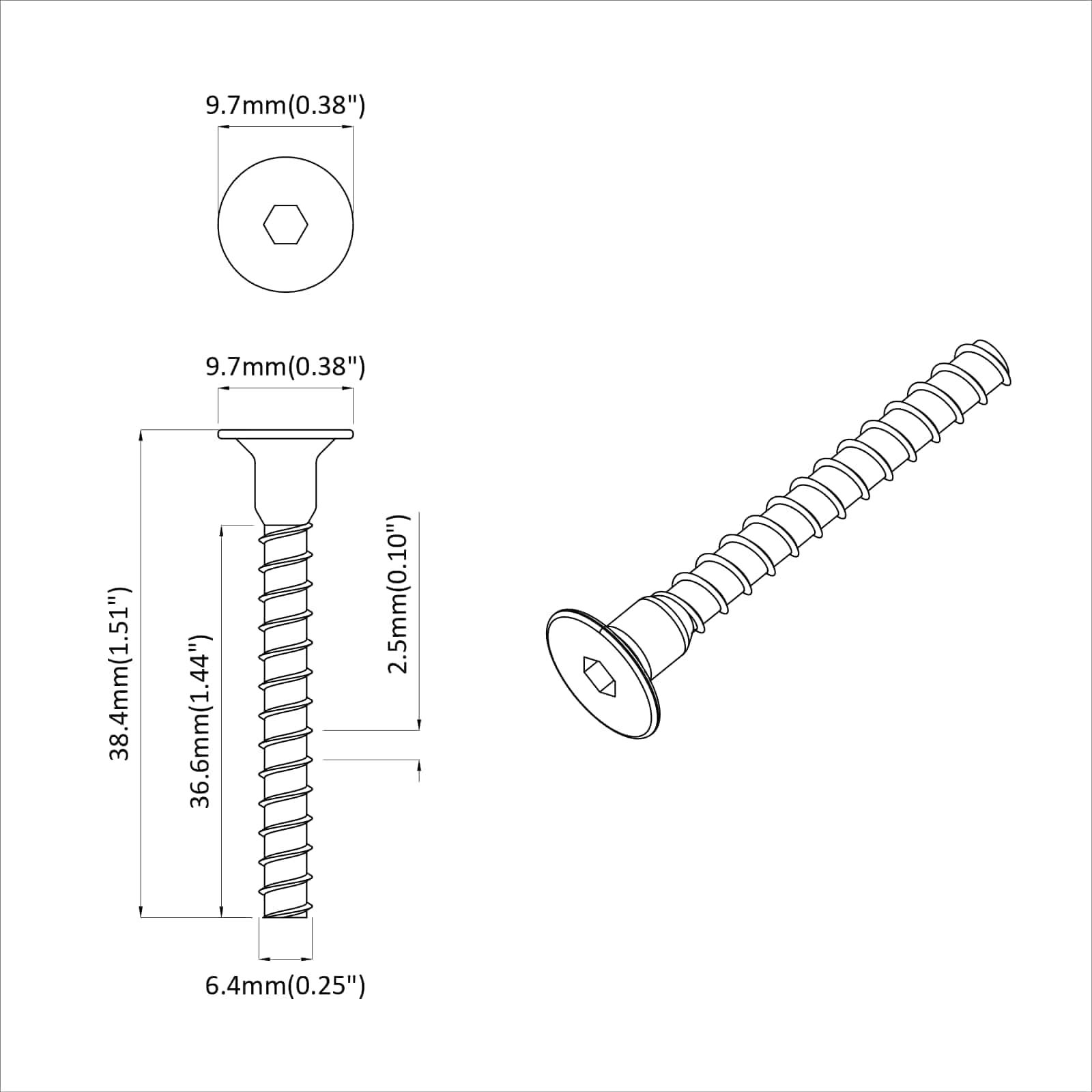 Pistorasian Korkea Ruuvi 2 Pcs Musta 7 X 40 Mm Rauta
