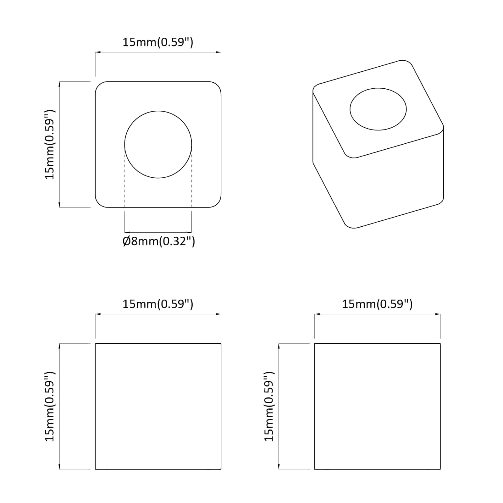 Laatikkoteline 2 Pcs Musta 15 X 15 X 15Mm Pp-Kopolymeeri
