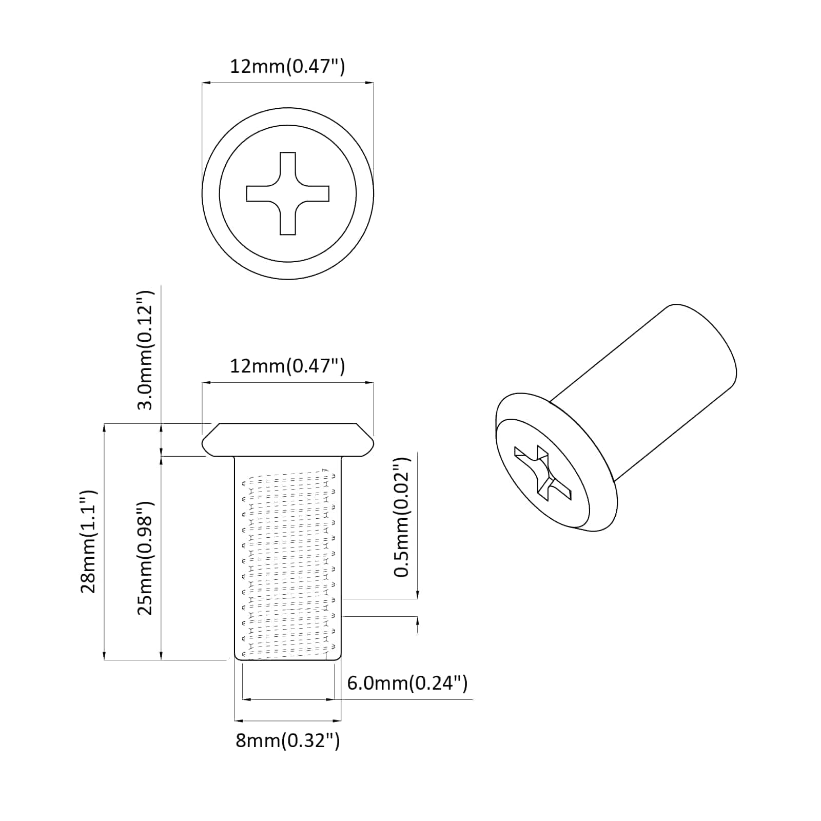 Lukituspultti 12 Pcs Hopea M6 X 25 Mm Teräs