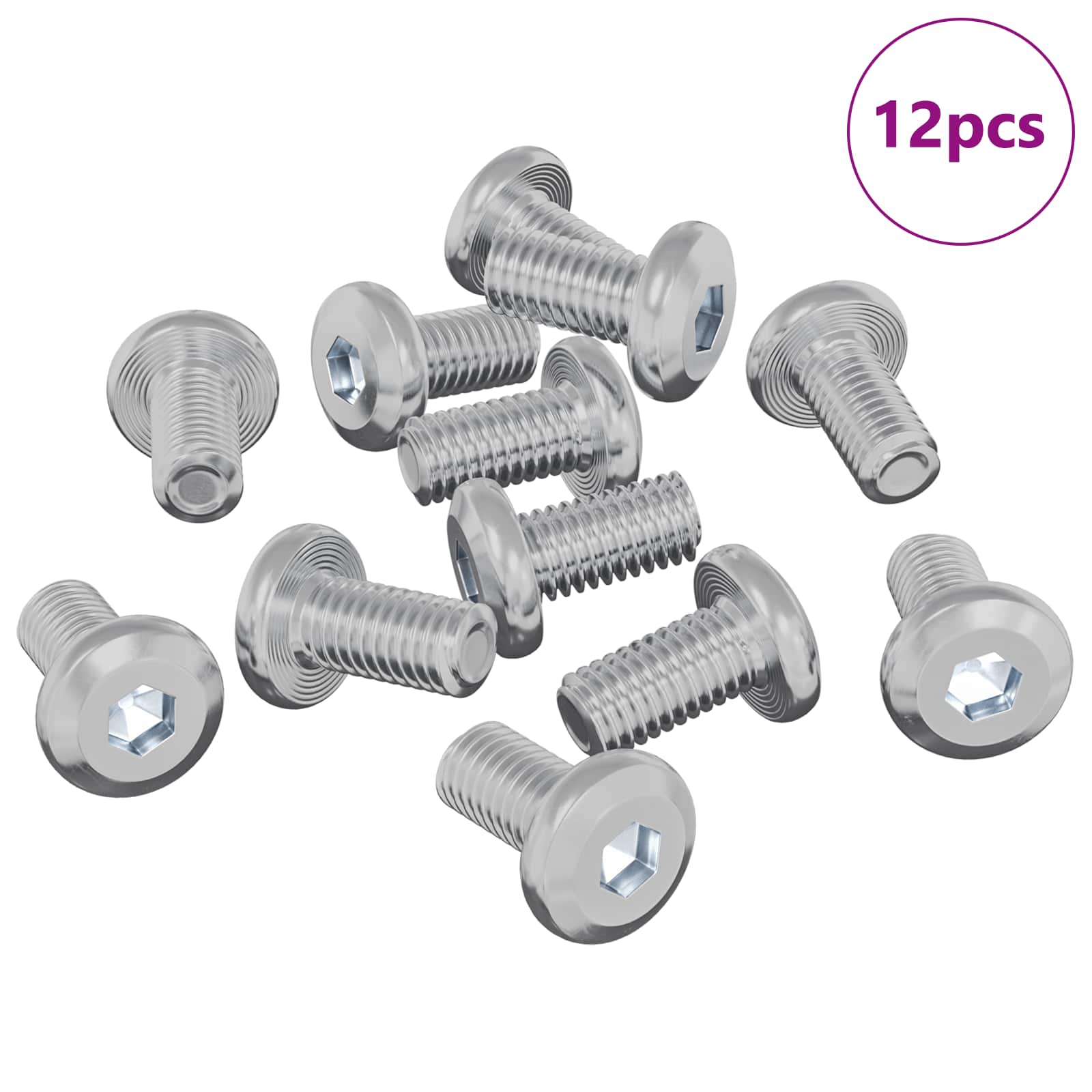 Lukitusruuvi Yksivärinen 12 Pcs Hopea M6 X 12 Mm Teräs