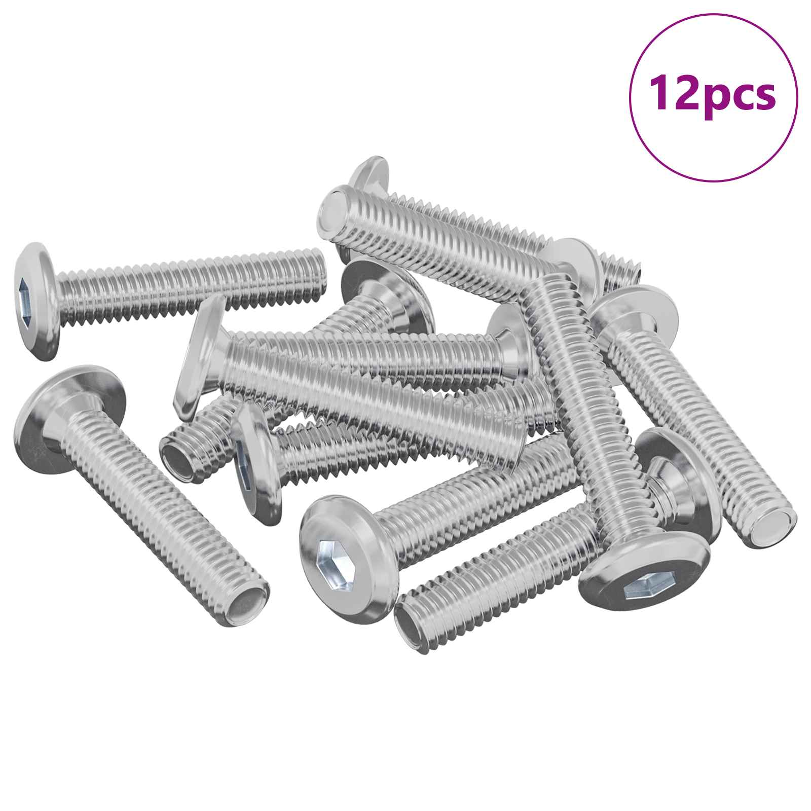 Lukitusruuvi Yksivärinen 12 Pcs Hopea M6 X 30 Mm Teräs