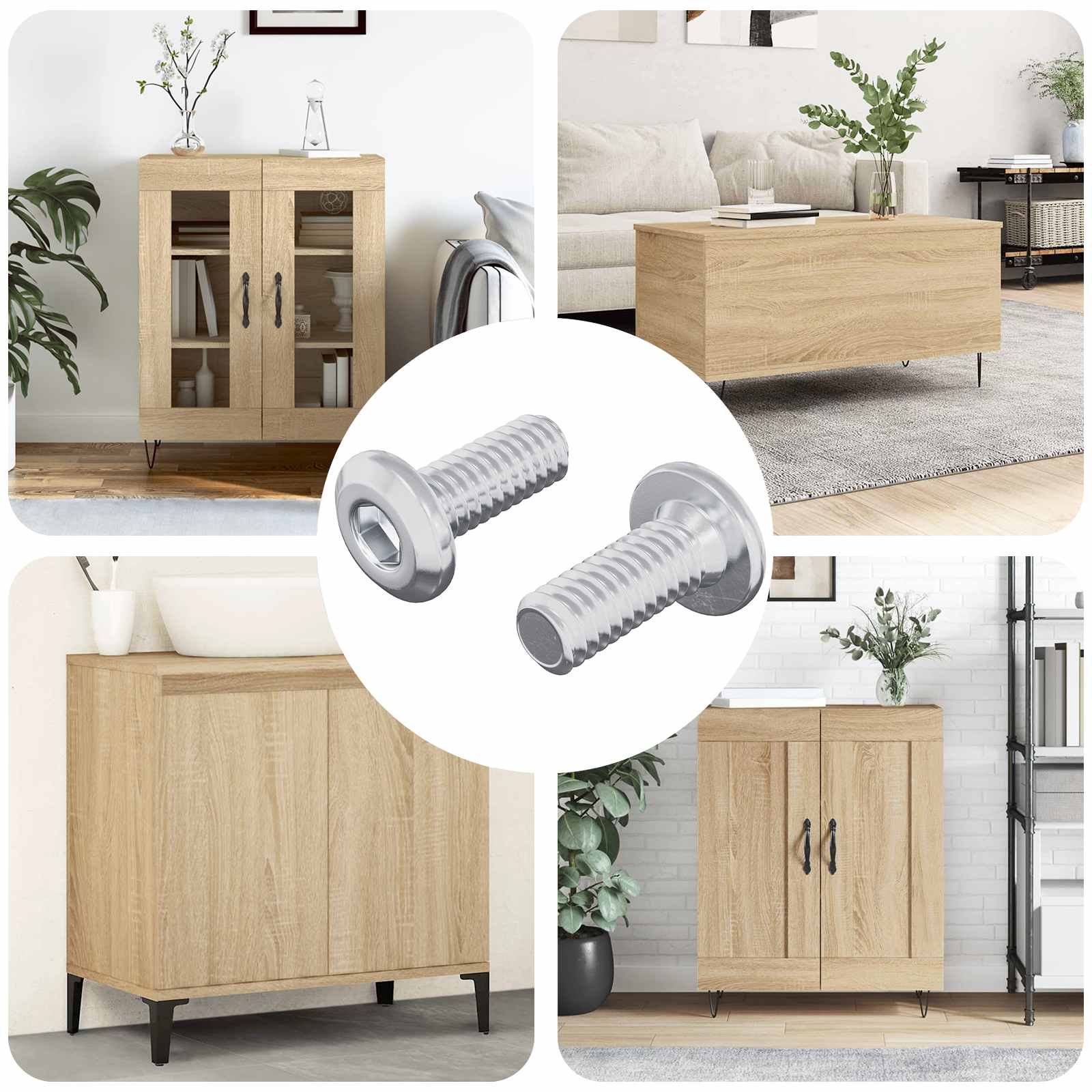 Päätylukitusruuvi 2 Pcs Hopea M6 X 15 Mm Teräs
