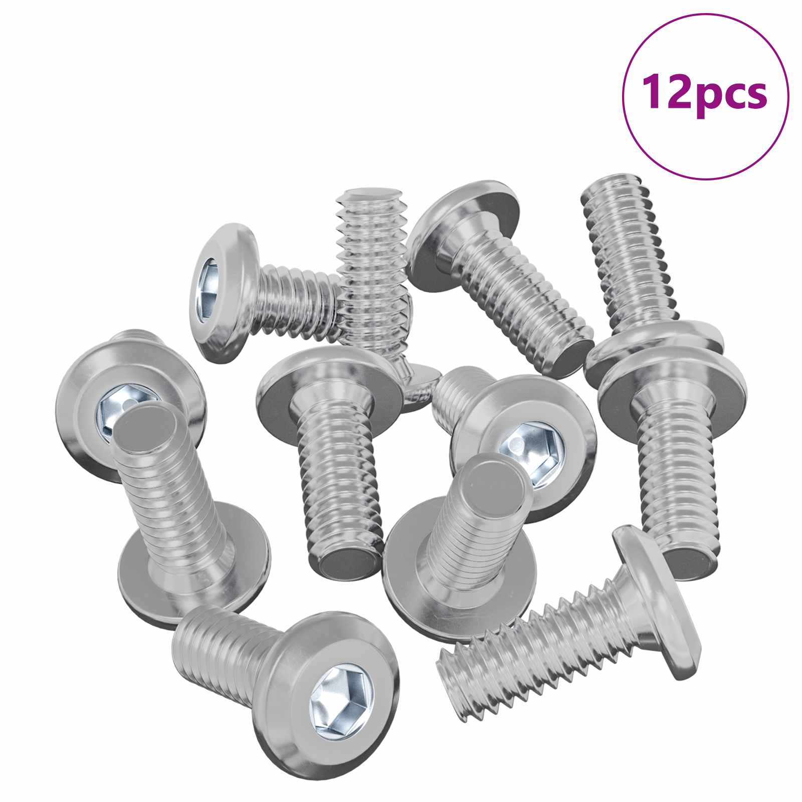 Päätylukitusruuvi 12 Pcs Hopea M6 X 15 Mm Teräs
