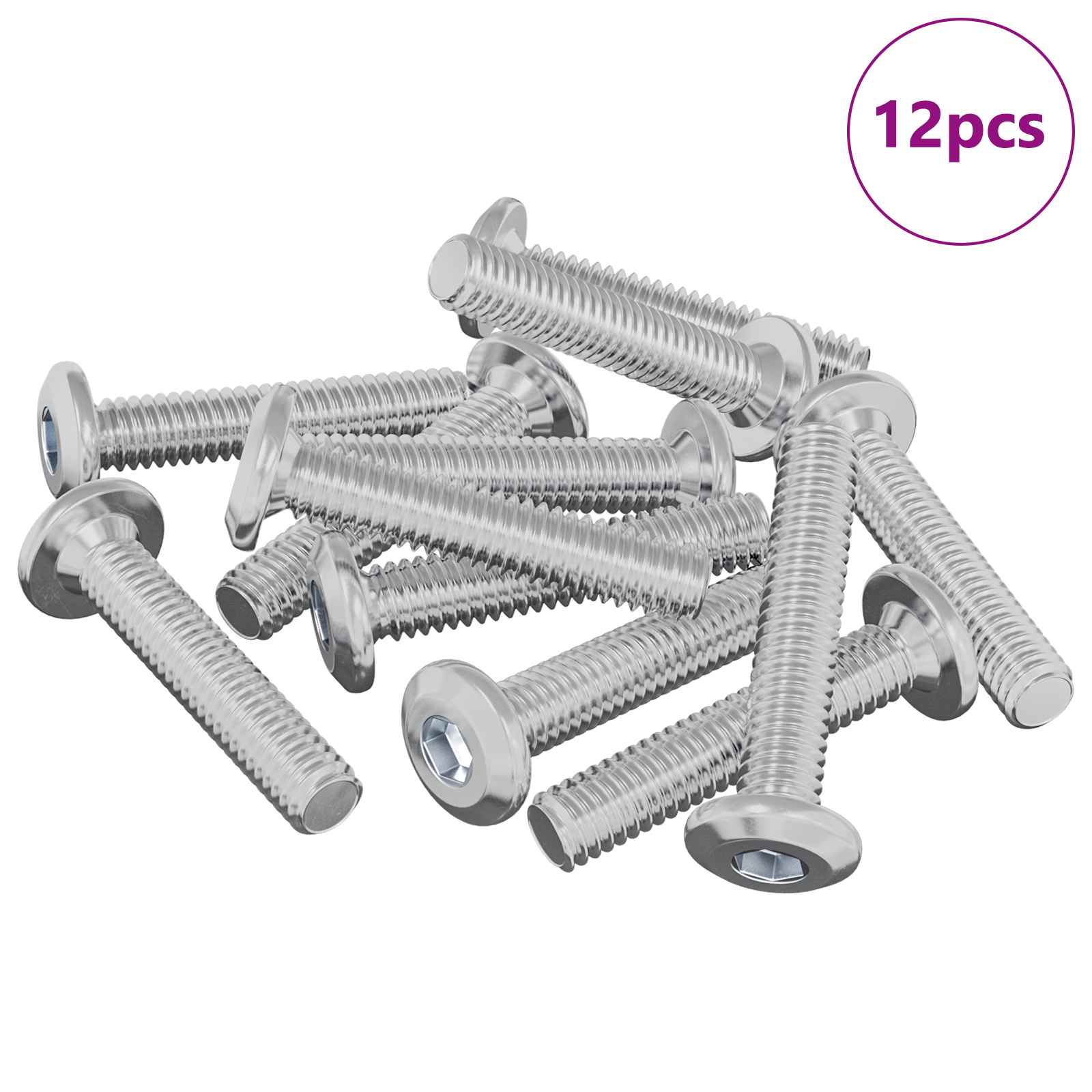 Päätylukitusruuvi 12 Pcs Hopea M6 X 30 Mm Teräs
