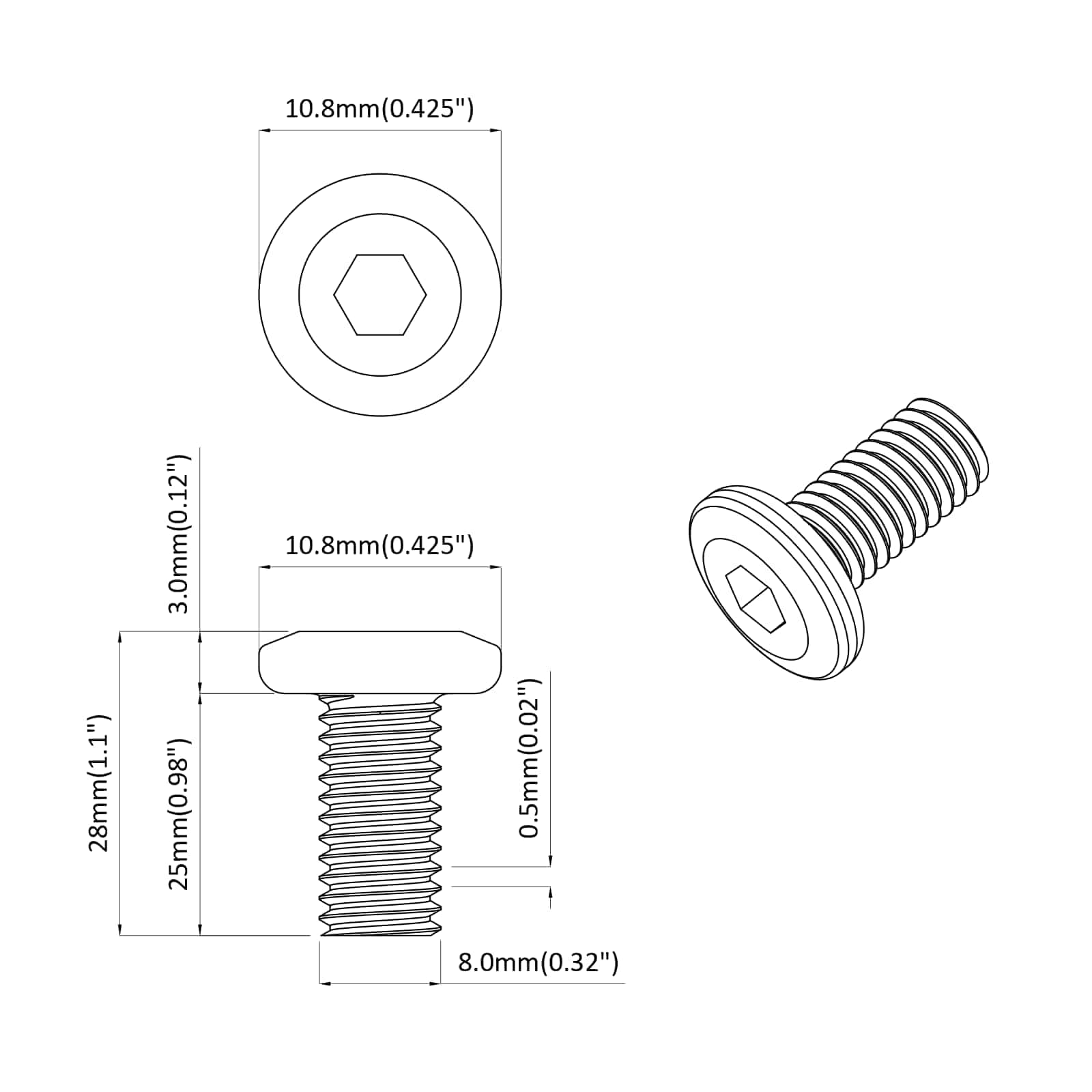 Ruuvi 1593 Pcs Hopea 8 X 25 Mm Teräs