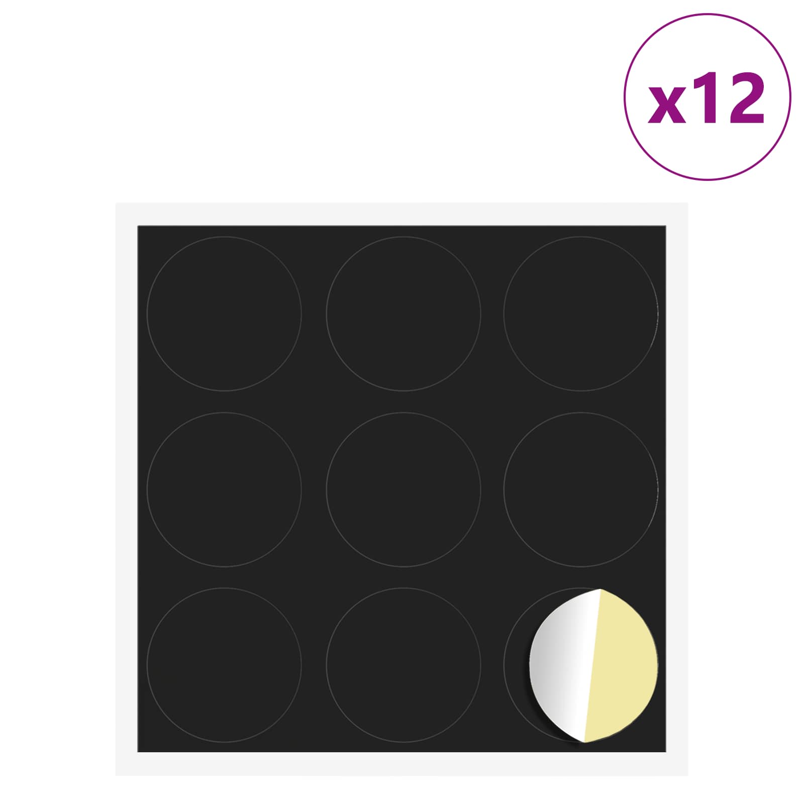 Itsekiinnittyvä Ruuvikansi 12 Pcs Musta Ø 20 X 0,5 Mm