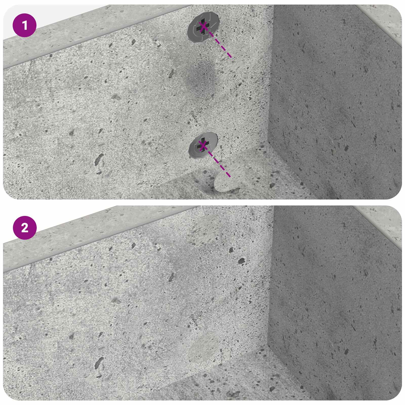 Itsekiinnittyvä Ruuvikansi 2 Pcs Betoni Harmaa Ø 20 X 0,5 Mm