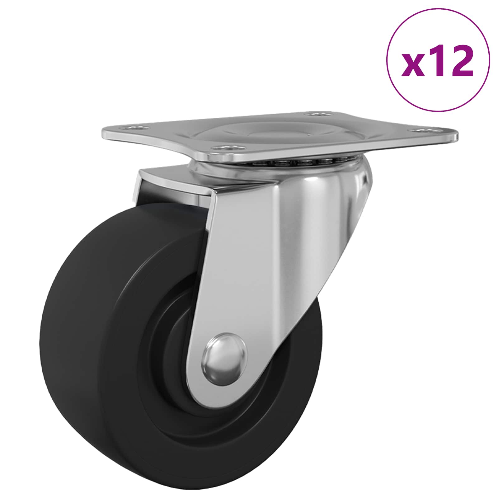 Kääntöpyörä 12 Pcs Hopea 60 X 60 X 50 Mm Rautaa Ja Nailonia