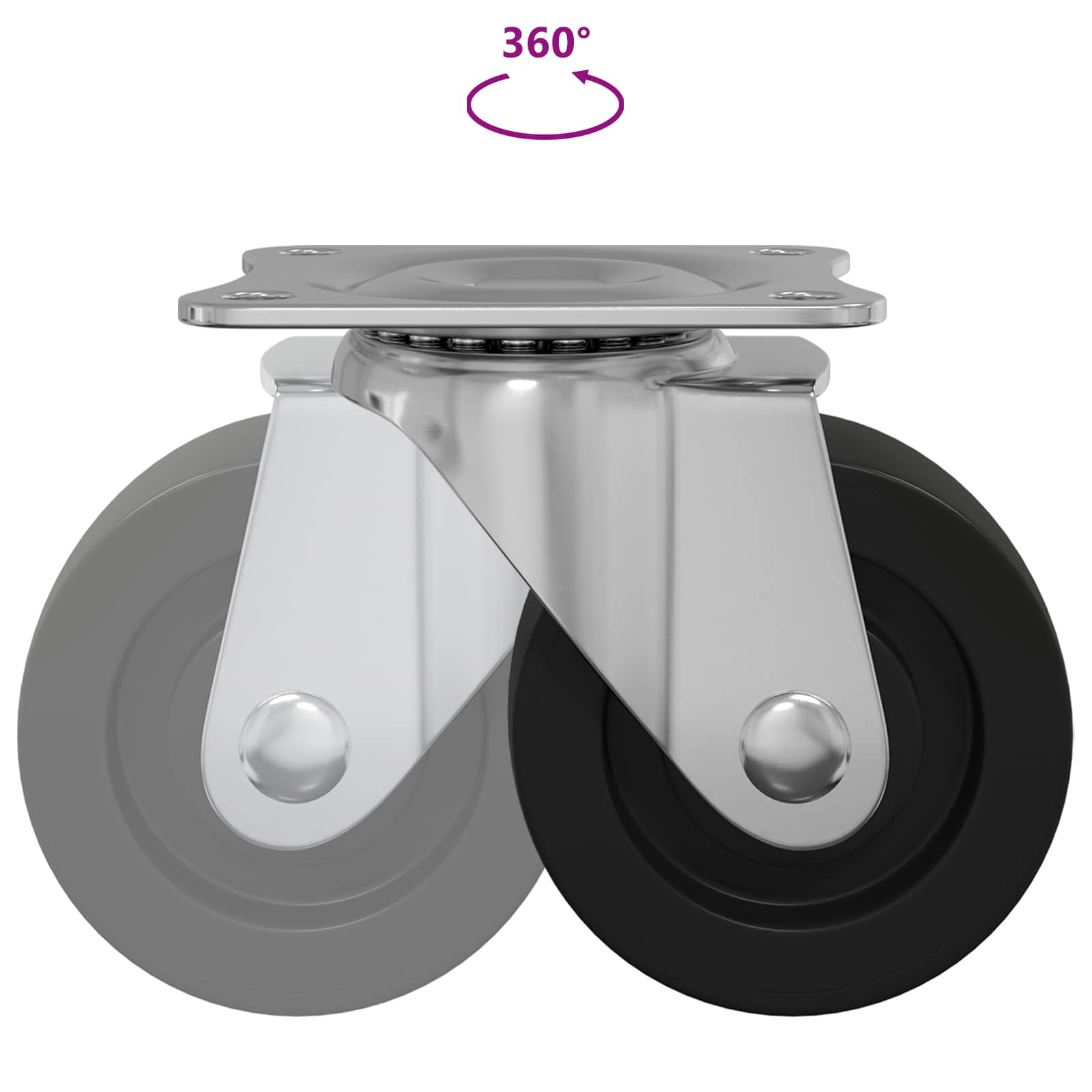 Kääntöpyörä 12 Pcs Hopea 60 X 60 X 50 Mm Rautaa Ja Nailonia