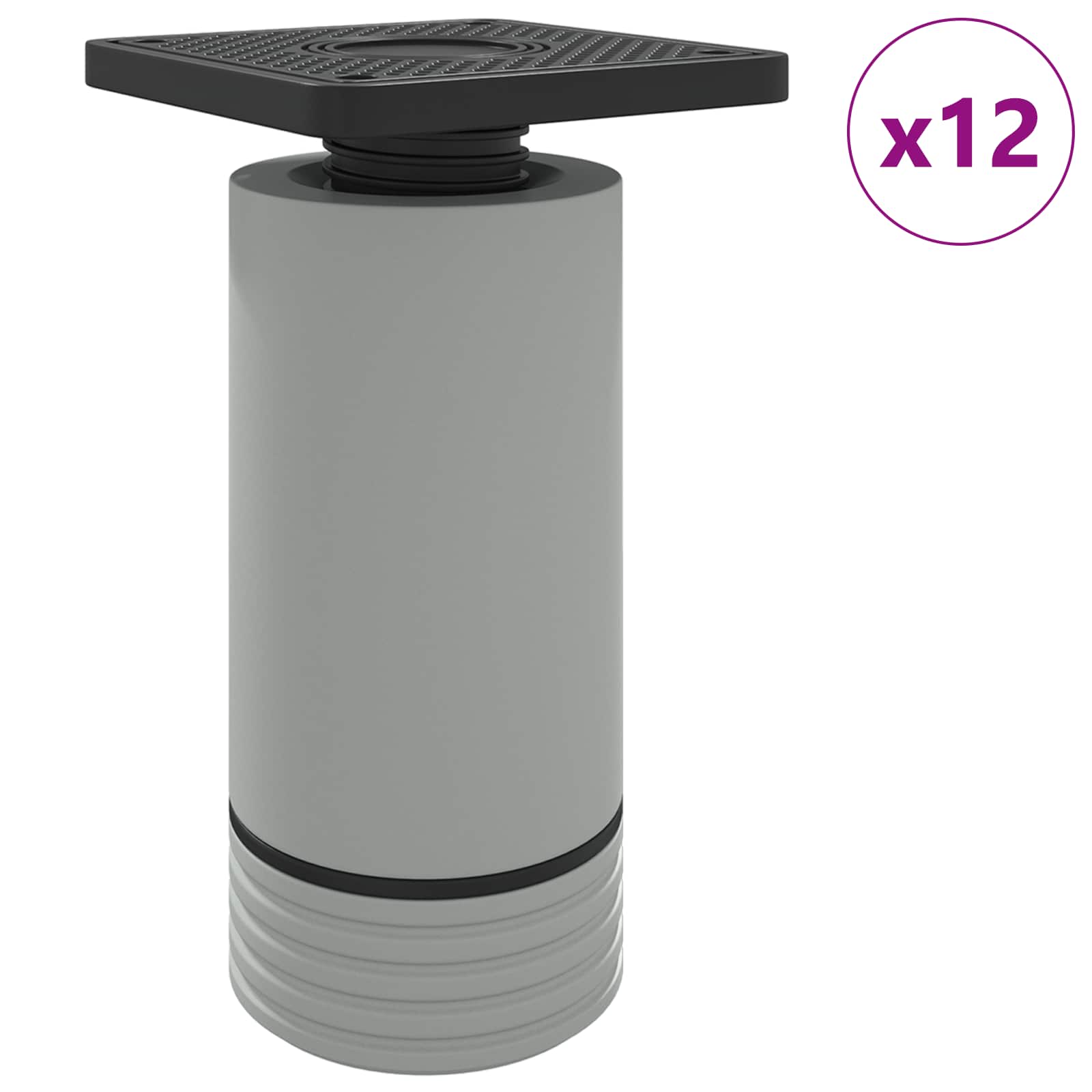 Huonekalujalat Säädettävä 12 Pcs Valkoinen 64 X 64 X 100 Mm Pp