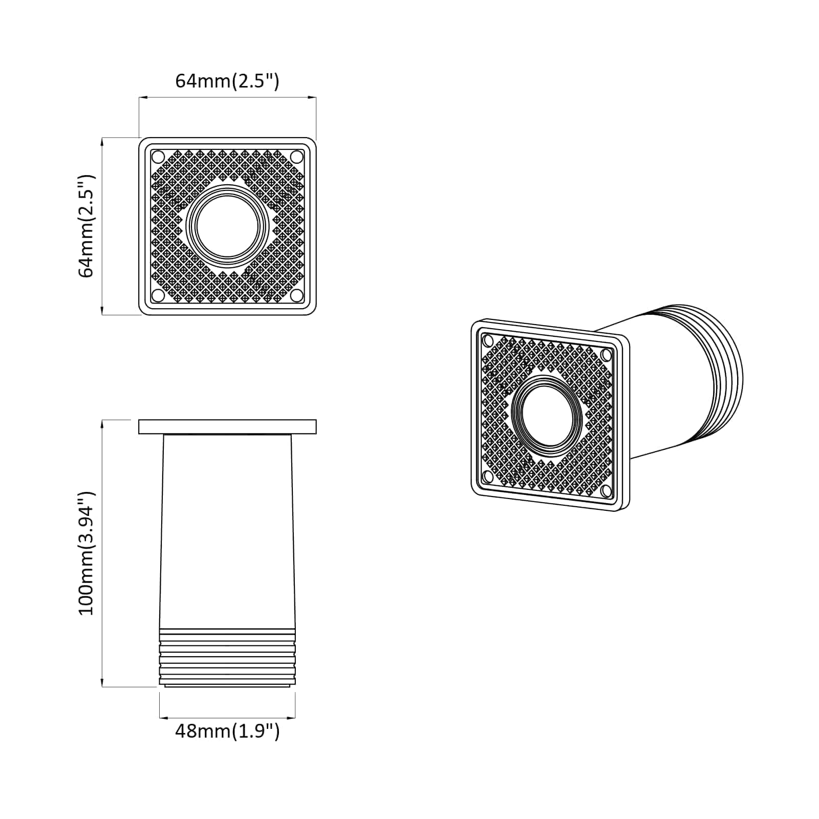 Huonekalujalat Säädettävä 12 Pcs Valkoinen 64 X 64 X 100 Mm Pp