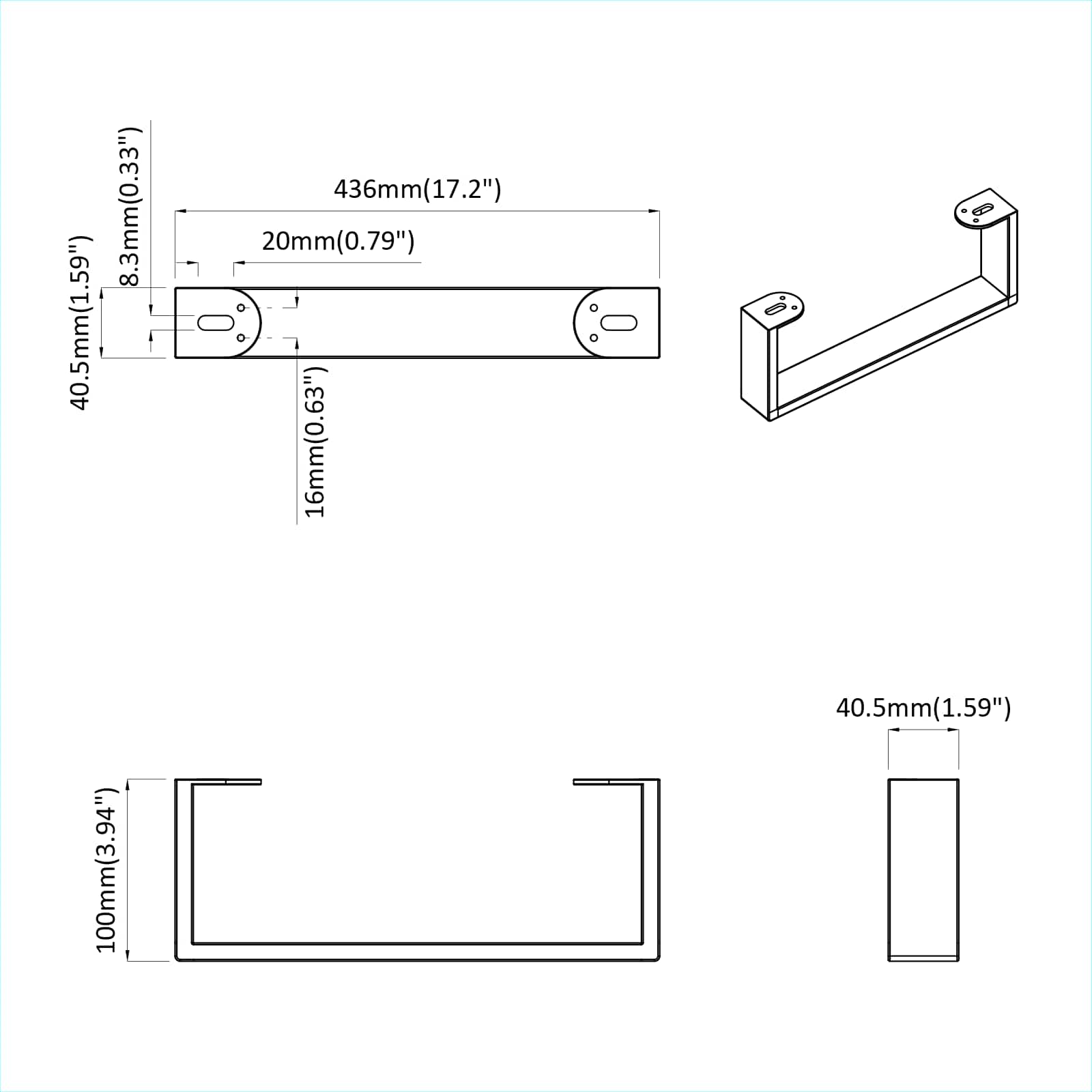 Huonekalujalat 12 Pcs Musta 436 X 40,5 X 100 Mm Rauta