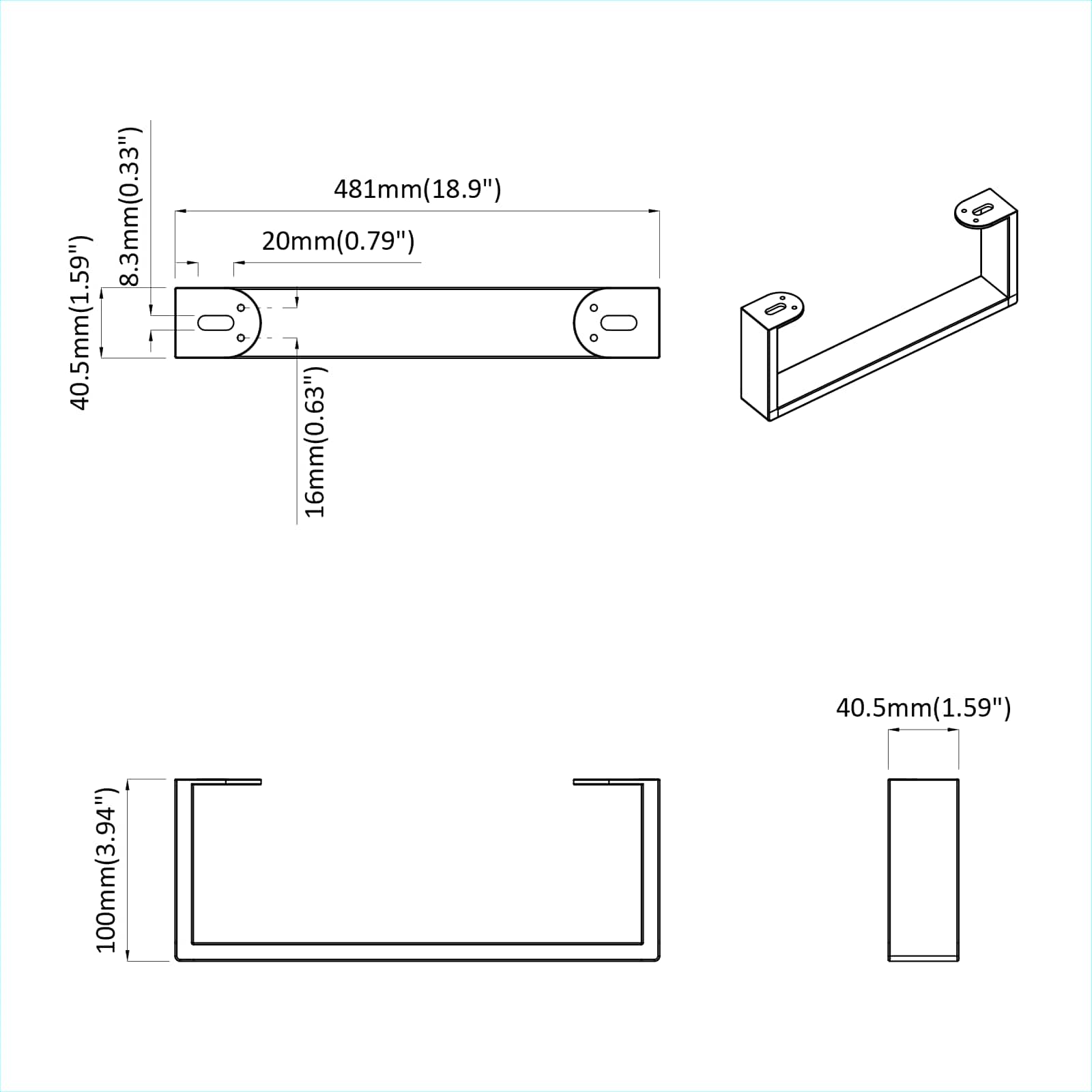 Huonekalujalat 12 Pcs Musta 481 X 40,5 X 100 Mm Rauta