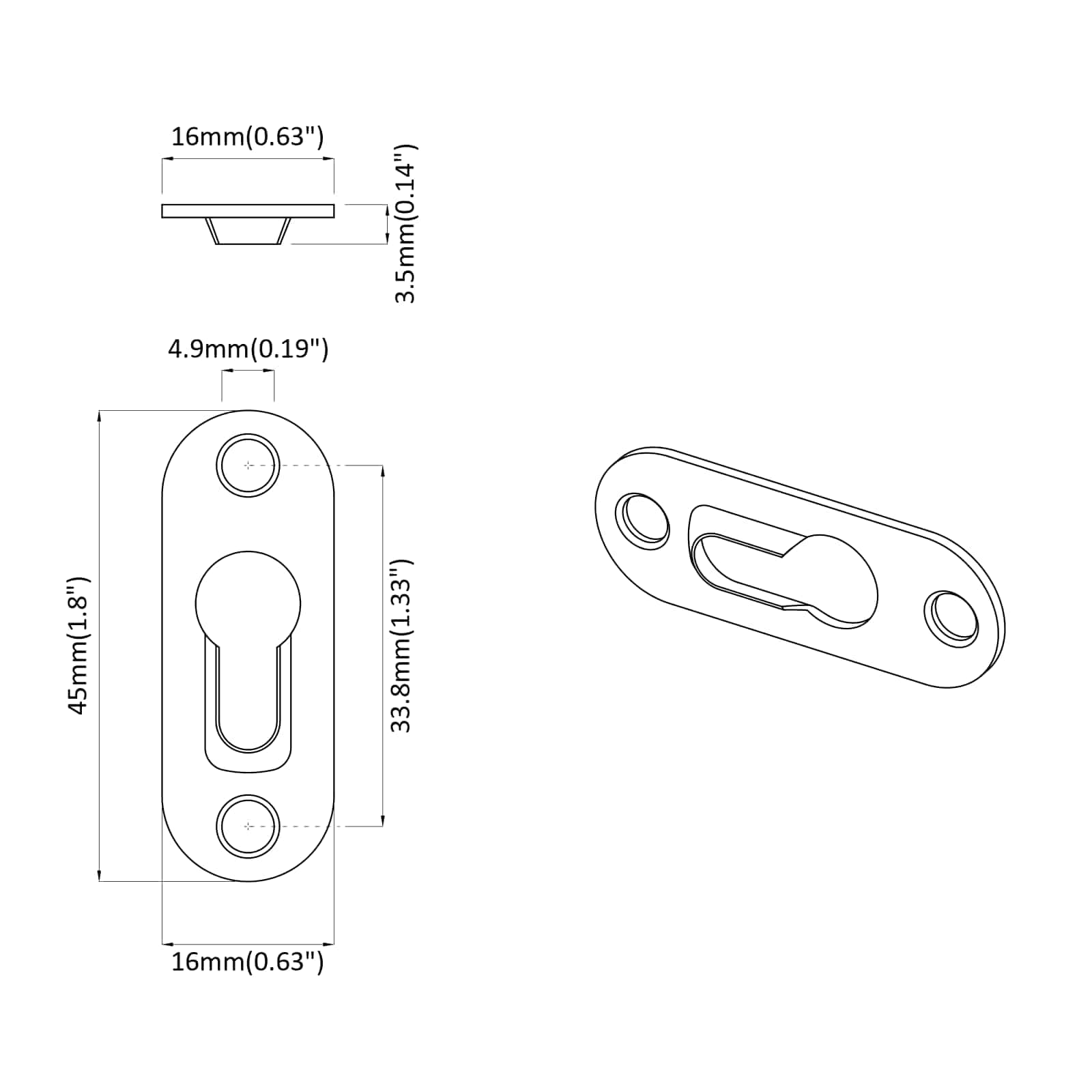 Avainreikaripustin 2 Pcs Hopea 45 X 16 X 3.5 Mm Rauta