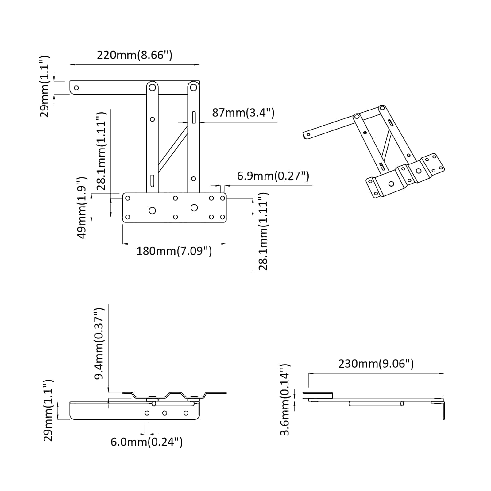 Sängyn Nostomekanismi 12 Pcs Musta 340 X 95 X 40 Mm Rauta