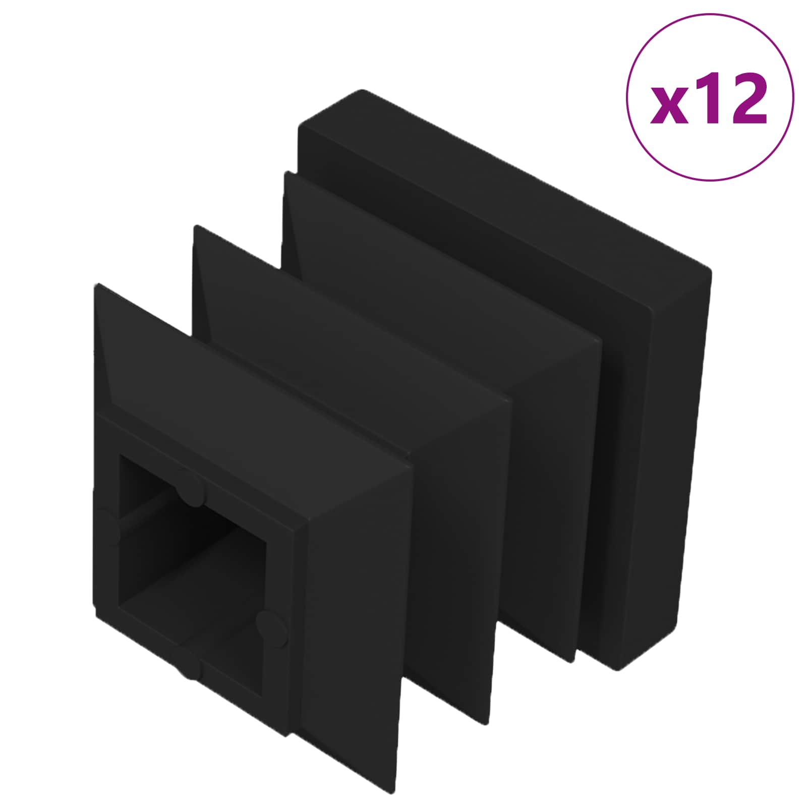 Päätykorkit 12 Pcs Musta 15 X 15 X 15 Mm Pp